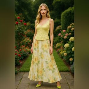 💛 Tribal 100% Silk Embroidered Tank Top - Size Medium